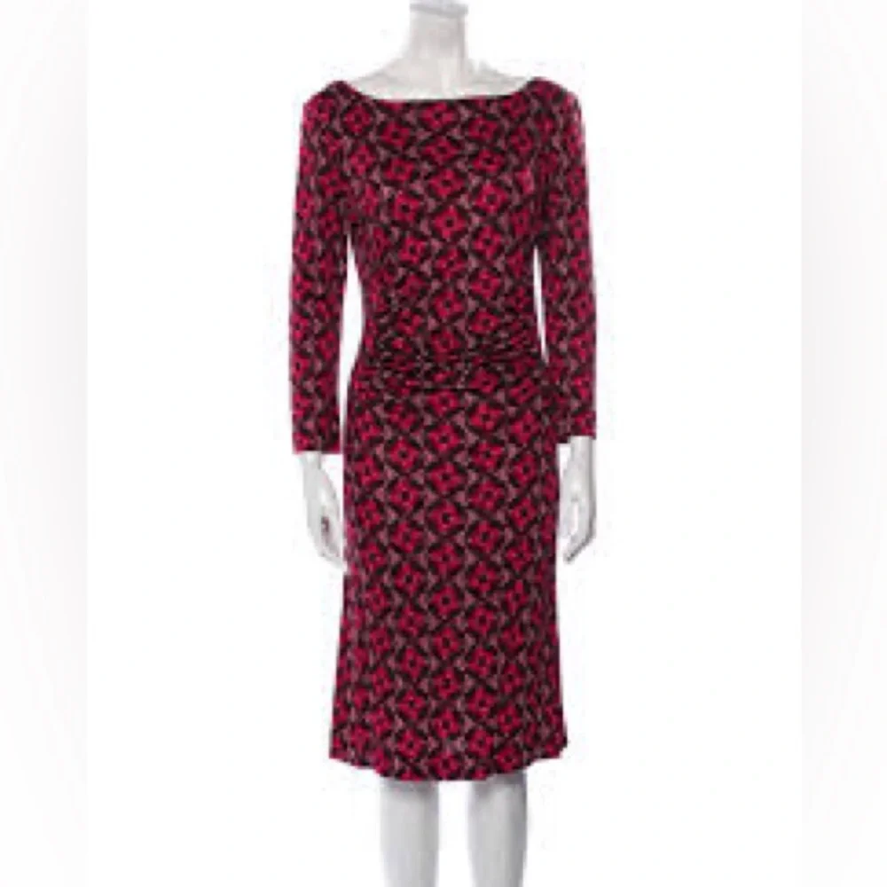 Tory Burch Corinne Abstract Print Midi Sheath Dress Size XS‎ Office Colorful